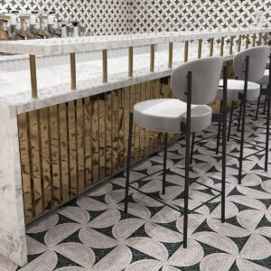Piastrelle a mosaico in marmo – bianco / verde, lucidato