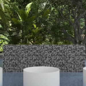 Mosaico de vidrio – ámbar / gris, para piscina