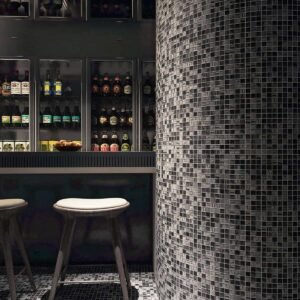 Mosaico de vidrio – ámbar / gris, para piscina