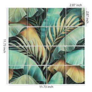 Mosaico de vidrio – verde / dorado, hoja, para pared