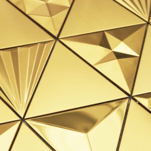 Mosaico metálico – dorado, triangular, 3D, para pared