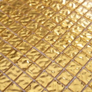 Mosaikplatta med 24-karats guldfolie och vågig yta – 20mm*20mm för exklusiva interiörer