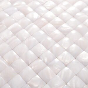 Mosaïque en nacre – blanc, carré, 3D, poli, pour crédence