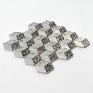 Mosaikfliesen aus Aluminium – Würfelmuster, 3D-Struktur, für Fliesenspiegel