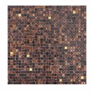 Brown Mixed Mini Gold Glass Square Mosaic Tiles
