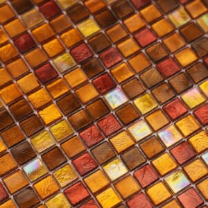 Glasmosaikfliesen – Goldfarben / Braun / Mehrfarbig, mit Goldfolie
