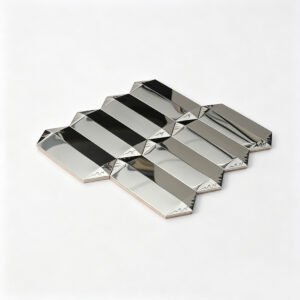 Mosaïque – argenté, format oblong, 3D, biseauté, effet miroir
