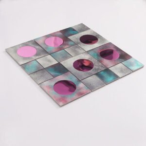 Piastrelle a mosaico in vetro e metallo – rosa, quadrato, rotondo, per pareti