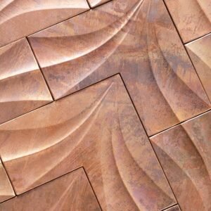 Metallmosaikfliesen – Kupferfarben, Blattmuster, für Wände