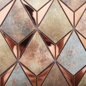 Mosaïque en acier inoxydable – en losange, pour mur