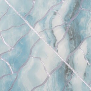 Mosaïque en verre – aigue-marine / bleu, craquelé, pour sol