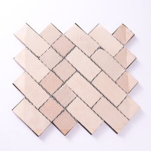 Piastrelle a mosaico in metallo – nero, chevron, 3D, spazzolato, per pareti