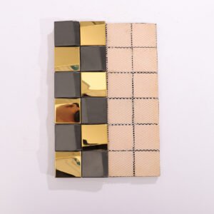 Piastrelle a mosaico in acciaio inossidabile – nero / dorato, quadrato, 3D, per paraschizzi