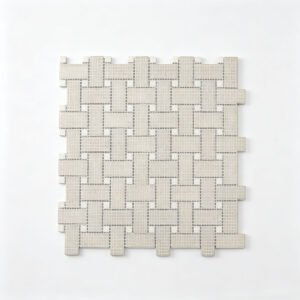 Piastrelle a mosaico in marmo – bianco / beige, a intreccio, quadrato