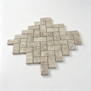 Piastrelle a mosaico in marmo – beige, a spina di pesce