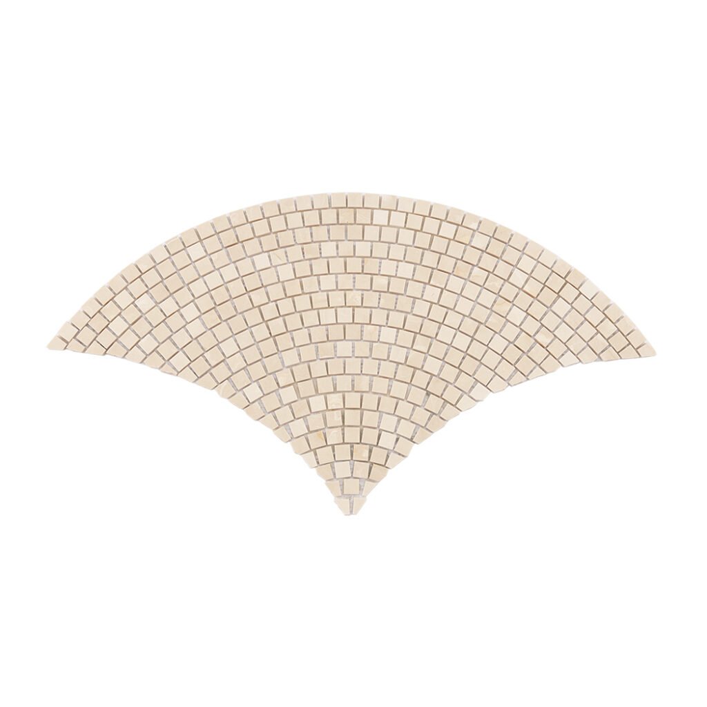 Mosaico elegante de mármore bege com padrão de escamas de peixe para parede e pavimento