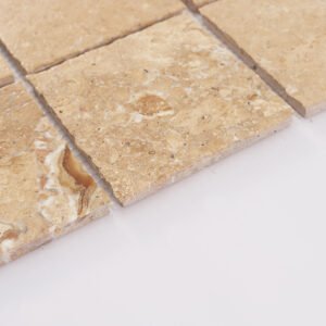 Mosaïque en pierre naturelle – beige, carré, pour sol