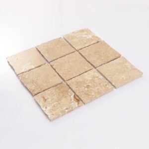 Mosaïque en pierre naturelle – beige, carré, pour sol