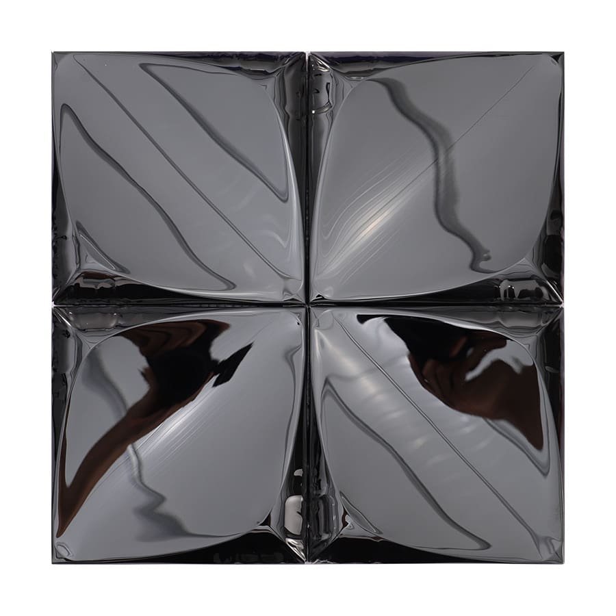 Mosaikfliesen aus Edelstahl – Schwarz, Quadrate, Spiegeloptik, 3D-Struktur – BJ-1783BB93CBE0