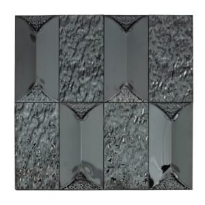 Rectangular Peel and Stick Black 3D Tiles Stainless Steel Backsplash Mosaic-BJTiles