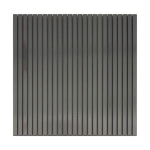Front view of black brushed stainless steel ribbon tile sheet