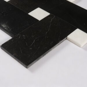 Mosaïque en marbre – blanc / noir, pour sol