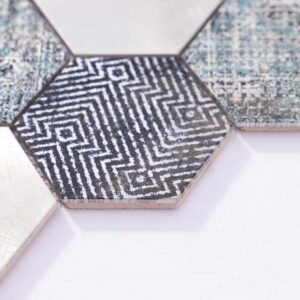 Azulejo hexagonal de alumínio preto e cinza para paredes e backsplashes de cozinha e banheiro