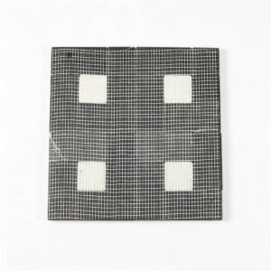 Mosaico de mármol – blanco / negro, cuadrado, geométrico — BJ-6B0CCA999AC7