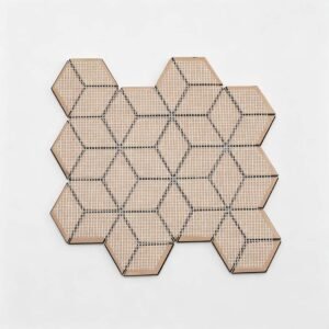 Vintage sort metalmosaik med kube- og rombemønster til køkken- og badeværelsesvæg