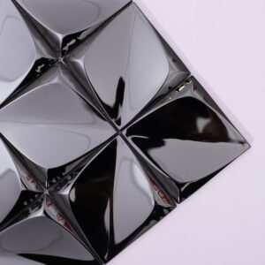 Mosaico quadrado 3D de aço inoxidável preto com acabamento espelhado