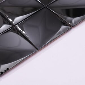 Mosaico quadrado 3D de aço inoxidável preto com acabamento espelhado