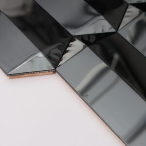 Mosaico metálico – negro, formato alargado, biselado, efecto espejo, para pared