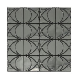 Front view of black mirror stainless steel circle mosaic tile
