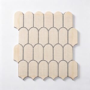 Mosaico metálico – negro, abanico, para pared
