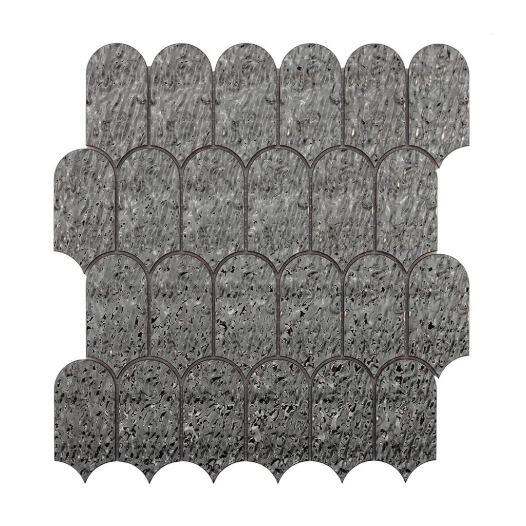 Mosaico metálico – negro, abanico, para pared