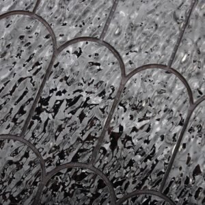 Mosaico metálico – negro, abanico, para pared