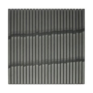 Front view of black stainless steel pencil shower tile sheet