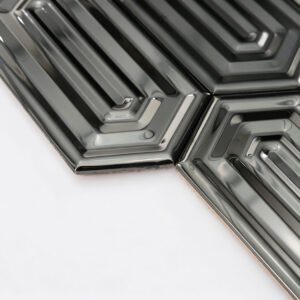 Mosaïque en acier inoxydable – noir, format oblong, brossé, effet miroir, pour mur