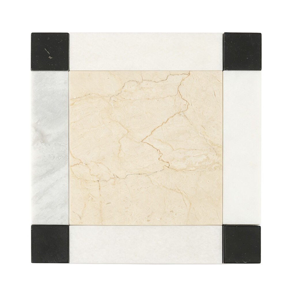 Marmormosaikfliesen – Weiß / Schwarz / Beige, Quadrate, für Böden