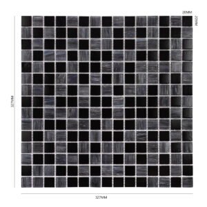Glasmosaikfliesen – Schwarz / Grau, Quadrate