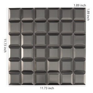 Mosaikfliesen aus Edelstahl – Schwarz, Quadrate, gebürstet