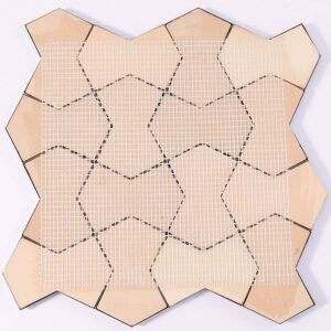 Blå geometrisk 3D-veggmosaikk i rustfritt stål
