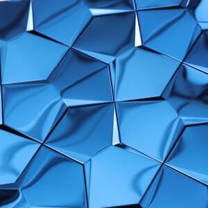 Blå geometrisk 3D-veggmosaikk i rustfritt stål
