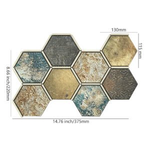 Mosaikfliesen aus Aluminium – Blau / Bronzefarben, Sechsecke, für Wände