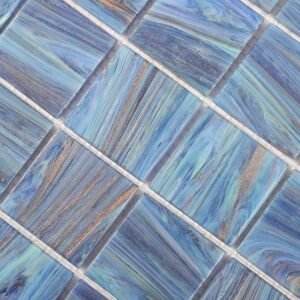 Glasmosaikfliesen – Blau, Quadrate, für Pools