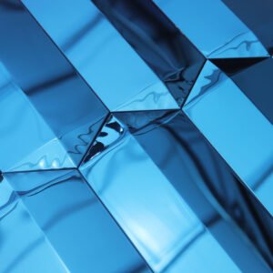 Mosaïque – bleu, format oblong, format allongé, biseauté, effet miroir, pour mur