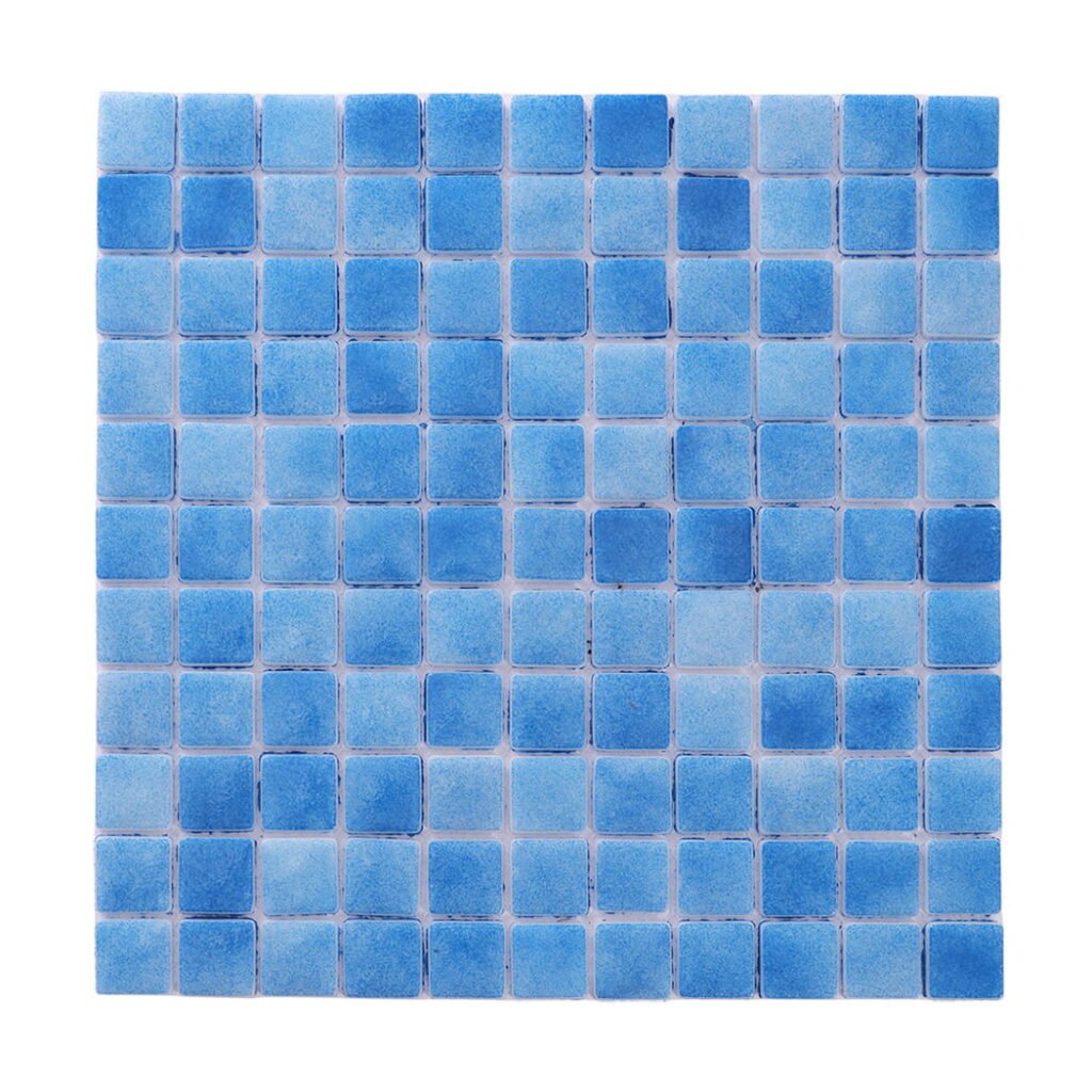 Mosaico de vidrio – azul, cuadrado, reciclado, para piscina — BJ-D8E045F5C62C