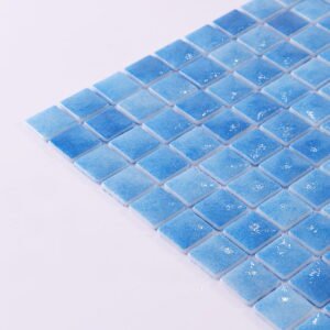 Mosaico de vidrio – azul, cuadrado, reciclado, para piscina — BJ-D8E045F5C62C