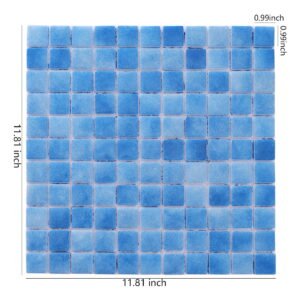 Mosaico de vidrio – azul, cuadrado, reciclado, para piscina — BJ-D8E045F5C62C