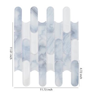 Blauw-witte capsulevormige glasm mozaïek voor moderne badkamers in kuststijl, wasruimtes en caféachterwanden